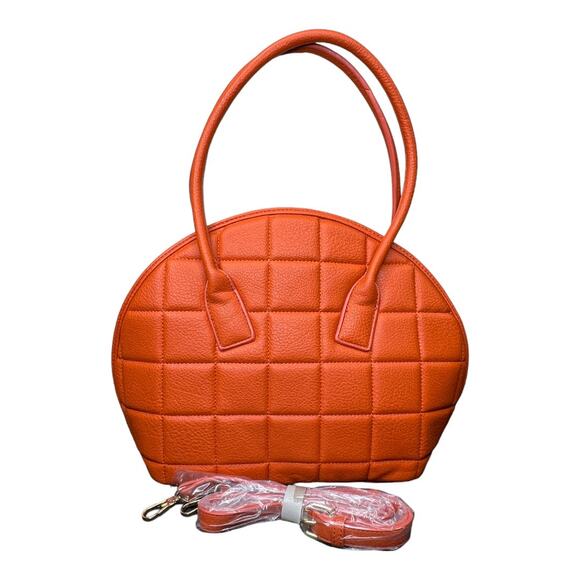 None Handbags - Orange Quilted Handbag